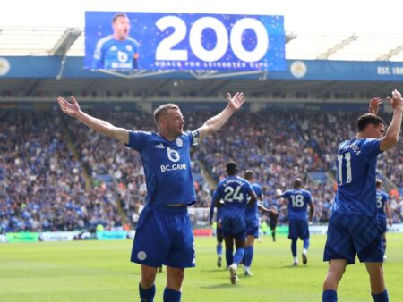 Jamie Vardy Nets 200. Leicester City Goal in Farewell Game